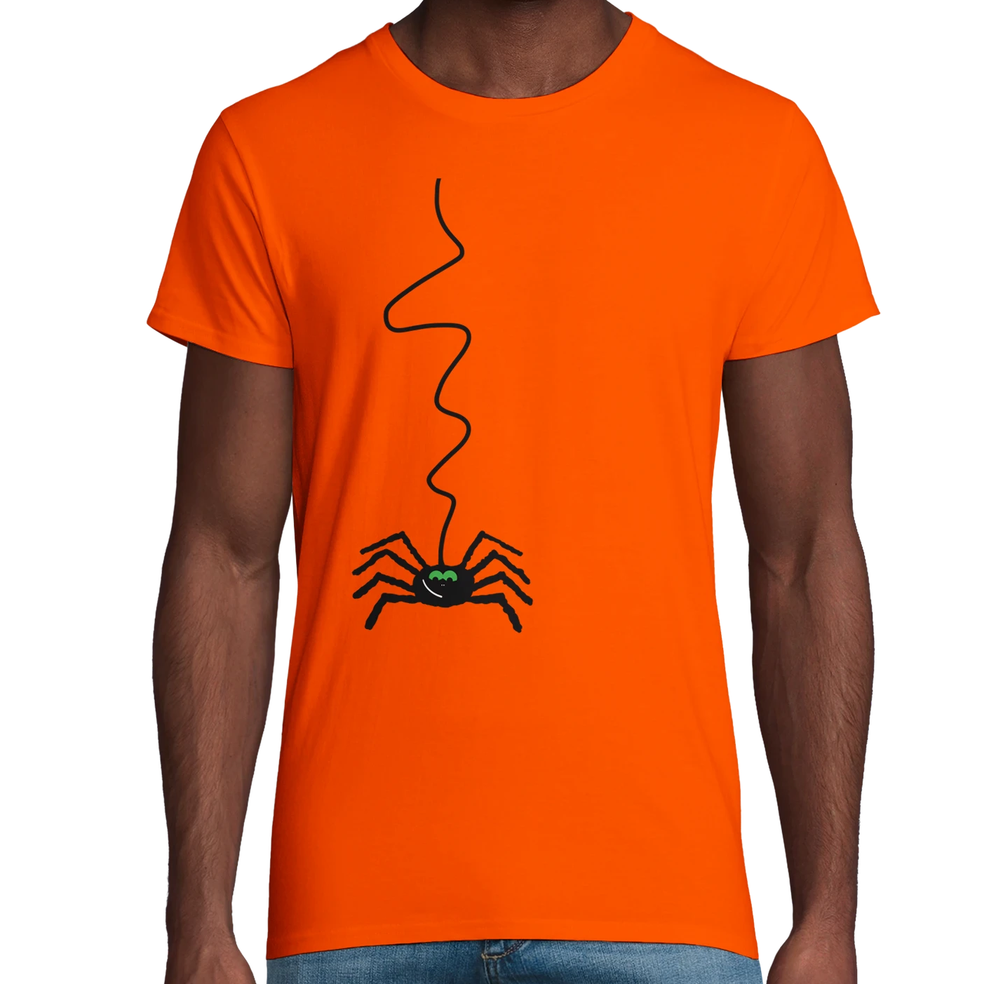 Orange Organic Spider Adult T-Shirt UK | Hand-Drawn in Scotland