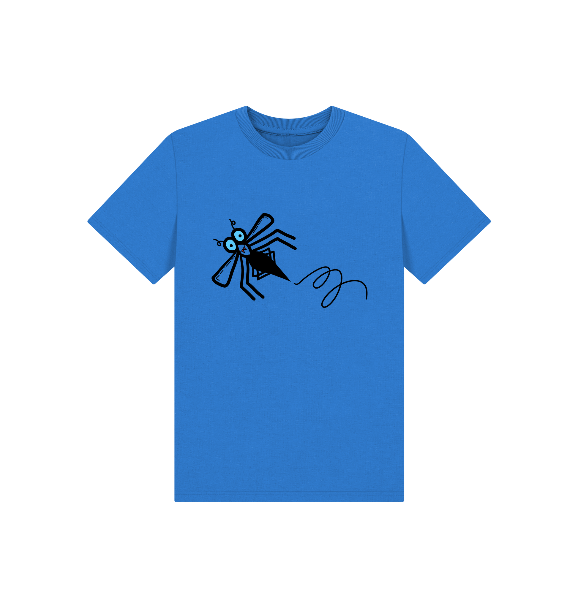 Bright Blue Printed Kids T-Shirt Front