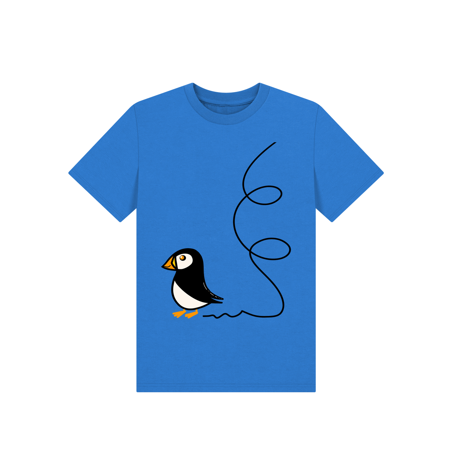 Bright Blue Printed Kids T-Shirt Front