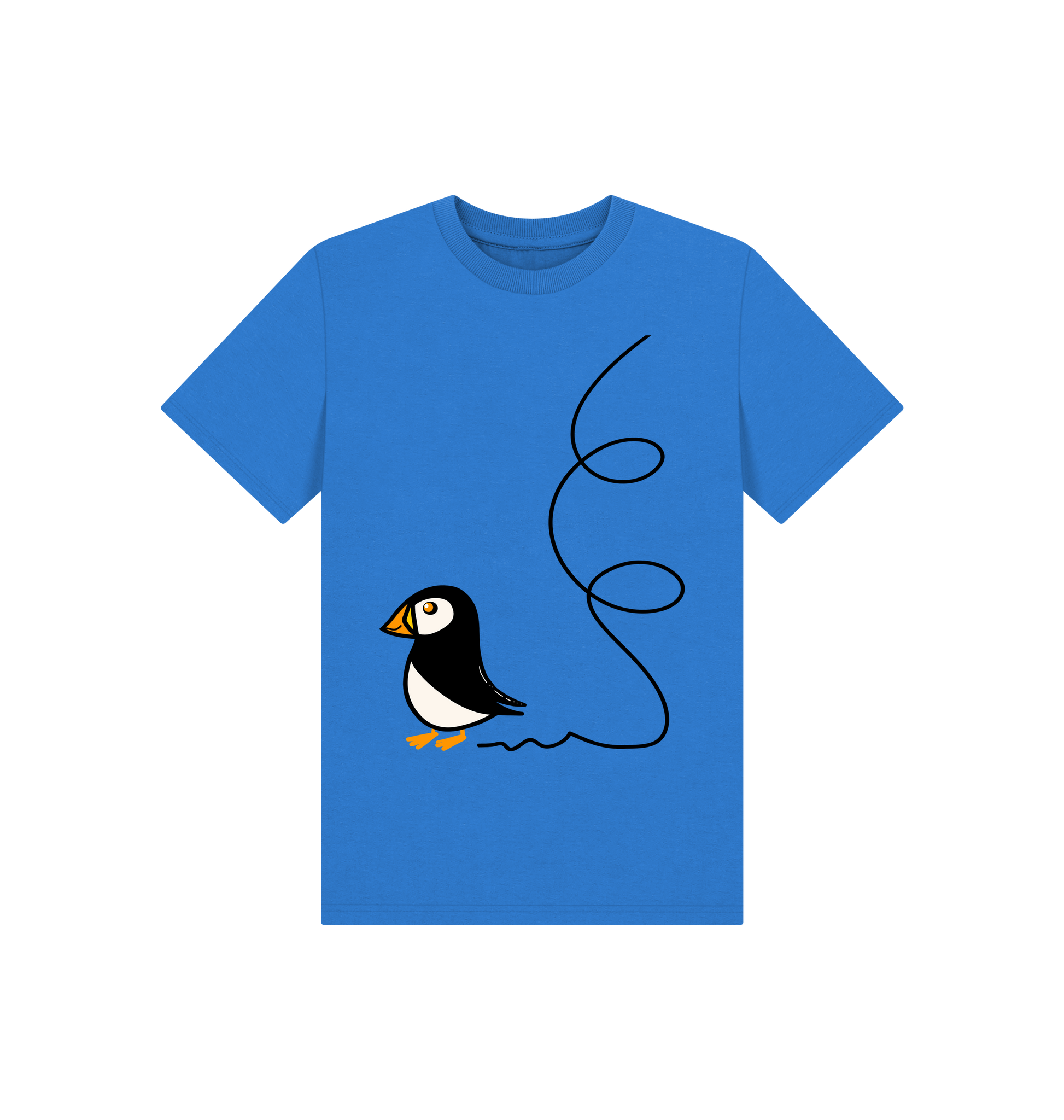 Bright Blue Printed Kids T-Shirt Front