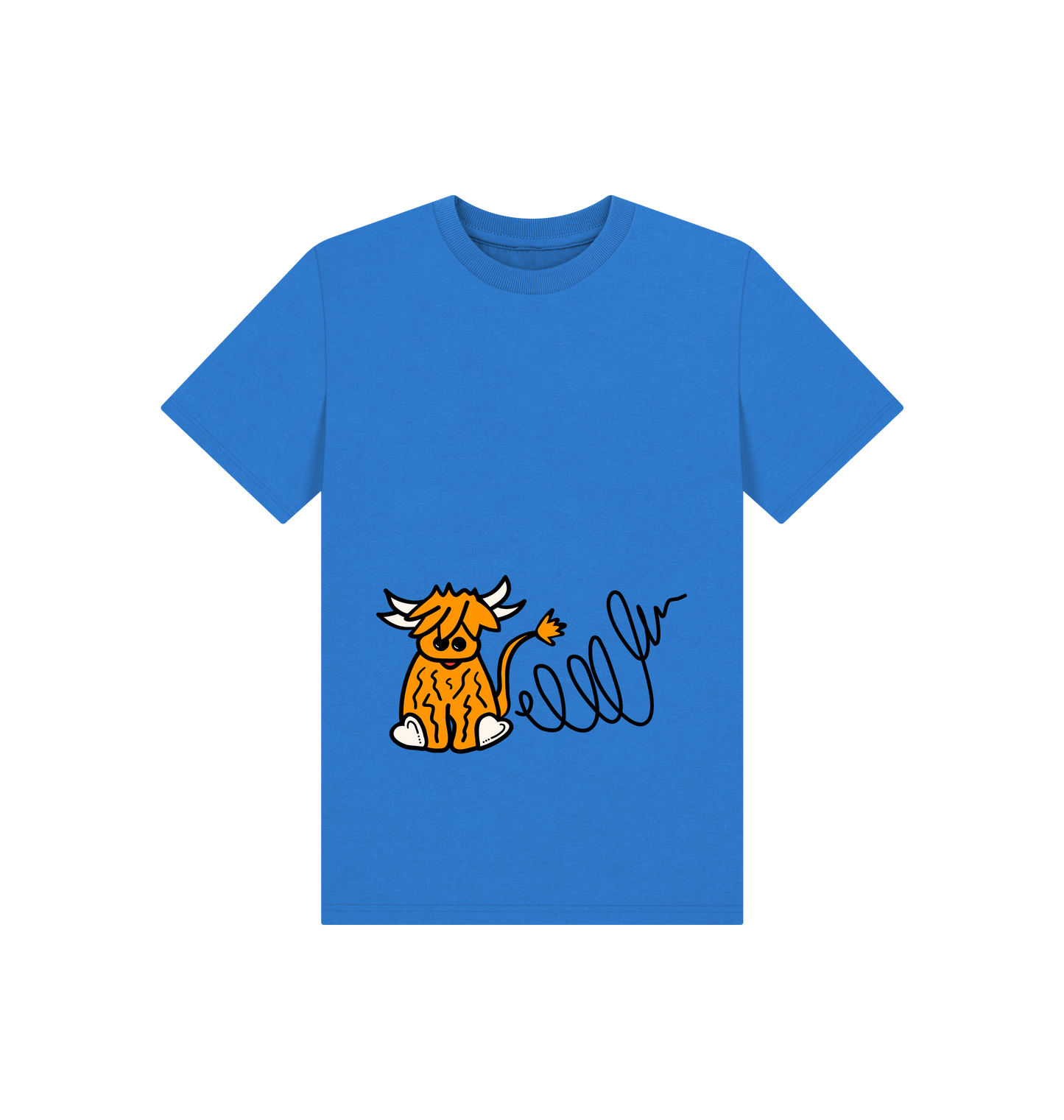 Bright Blue Printed Kids T-Shirt Front