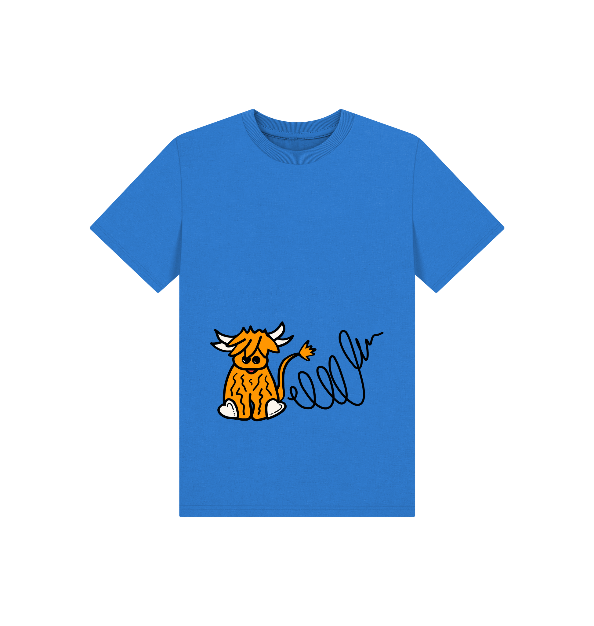 Bright Blue Printed Kids T-Shirt Front