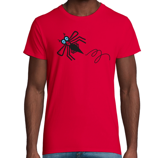 Red Organic Midgie Adult T-Shirt UK | Hand-Drawn in Scotland